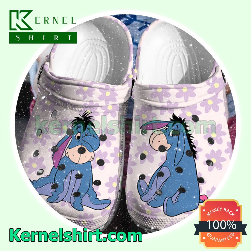 Eeyore Winnie The Pooh Purple Flowers Clogs Shoes Slippers Sandals