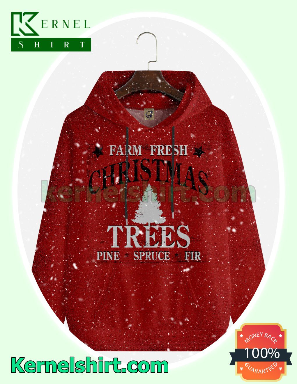 Farm Fresh Christmas Trees Pine Spruce Fir Xmas Hooded Sweatshirt