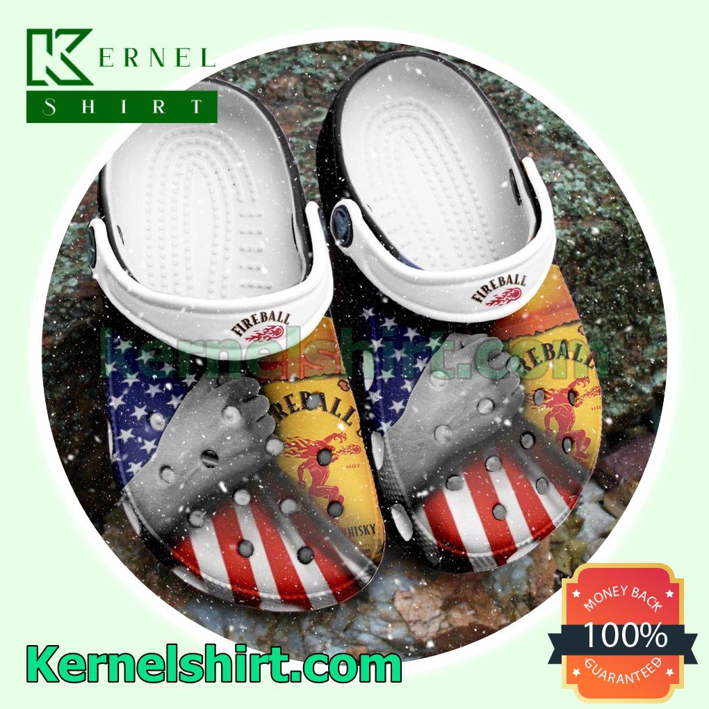 Fireball Whiskey American Flag Clogs Shoes Slippers Sandals