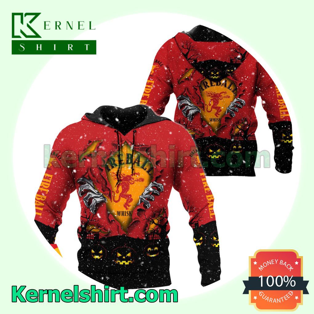 Fireball Whisky Scary Night Halloween Hooded Sweatshirt