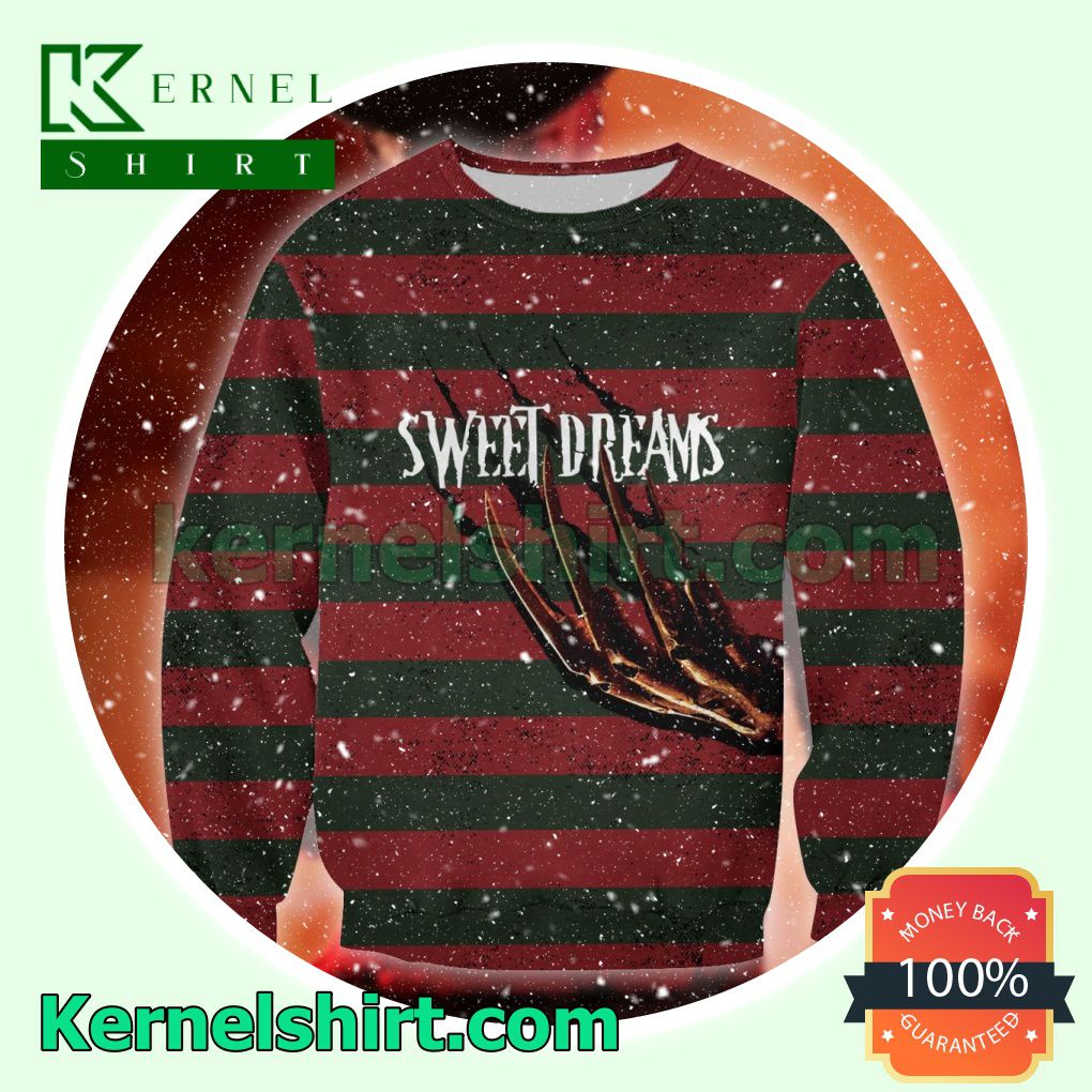 Freddy Krueger Outfit Sweet Dreams Costume Scary Hooded Sweatshirt a