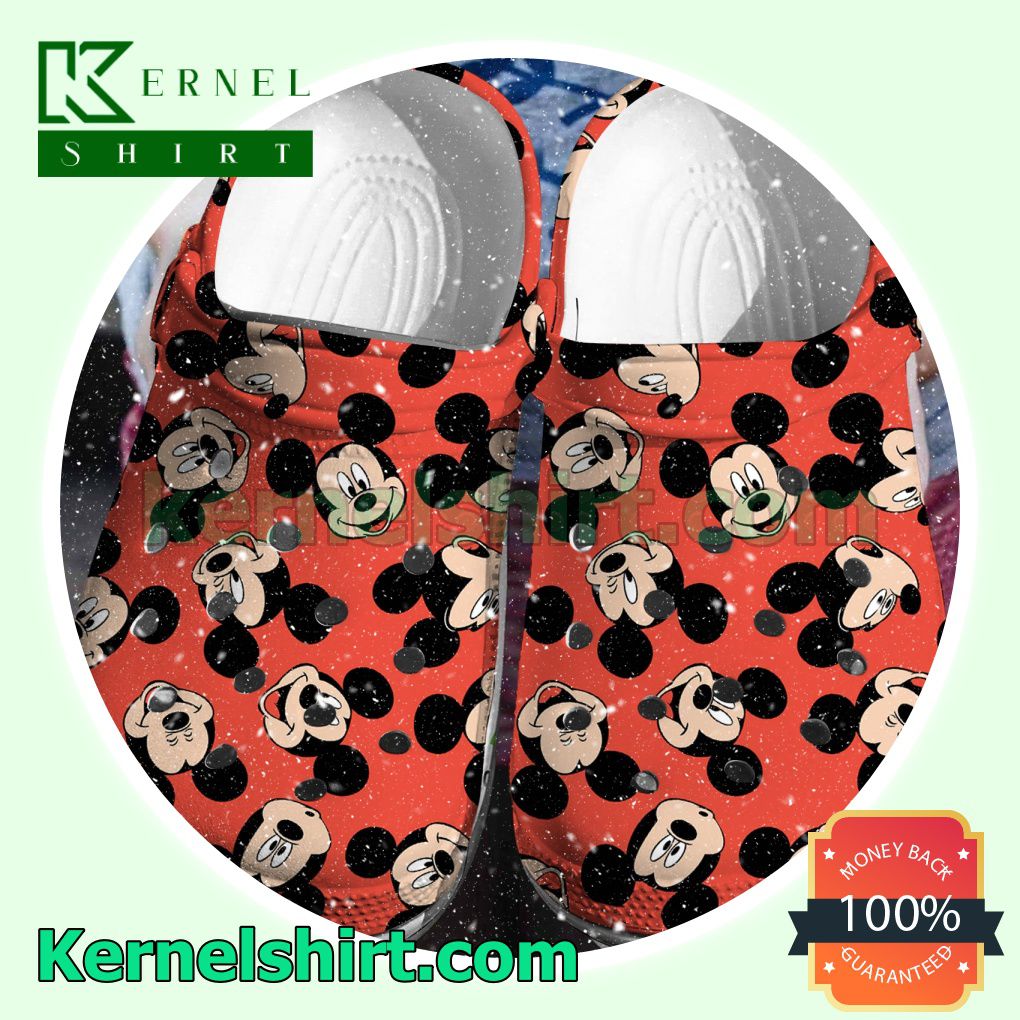 Funny Mickey Face Red Clogs Shoes Slippers Sandals