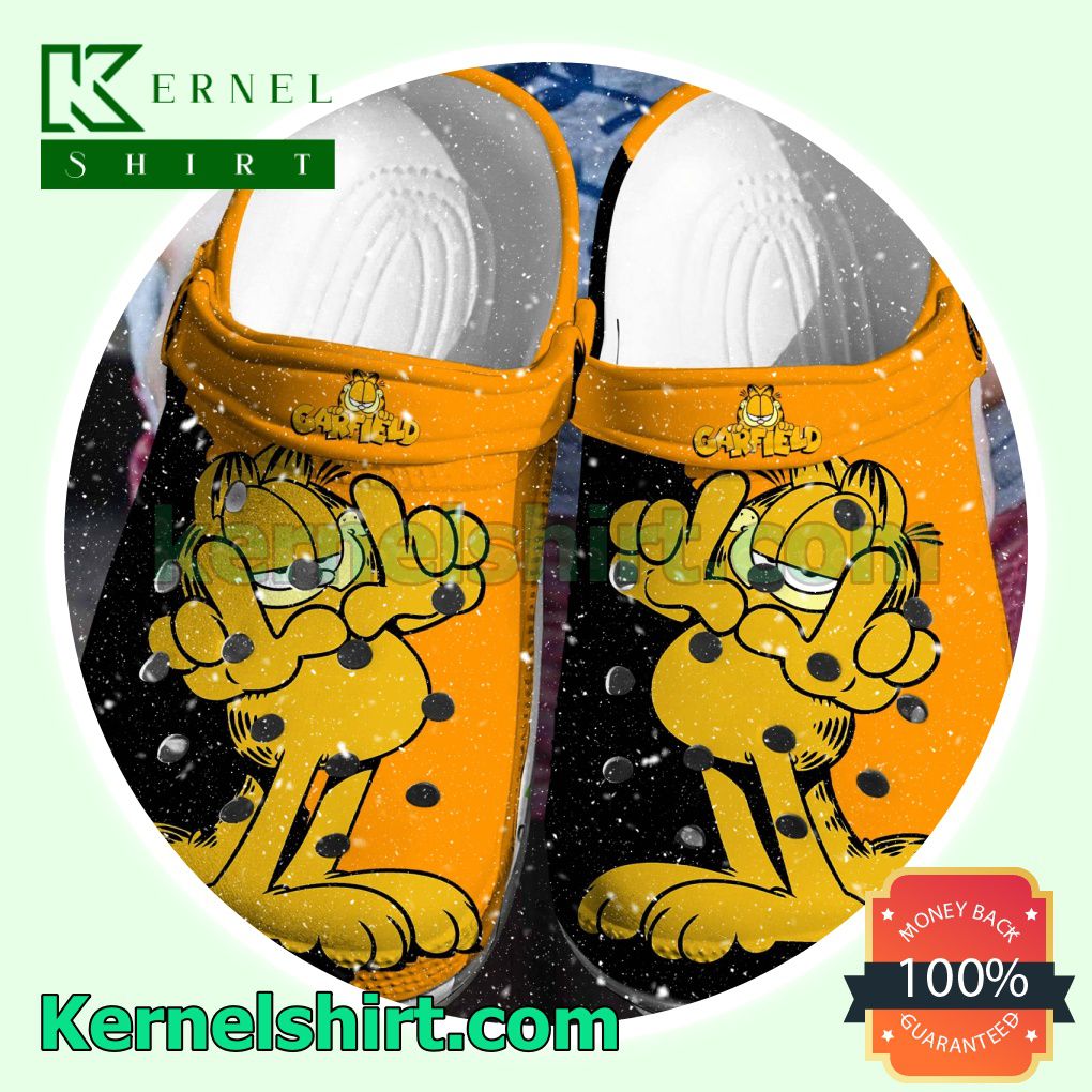 Garfield Black Orange Clogs Shoes Slippers Sandals