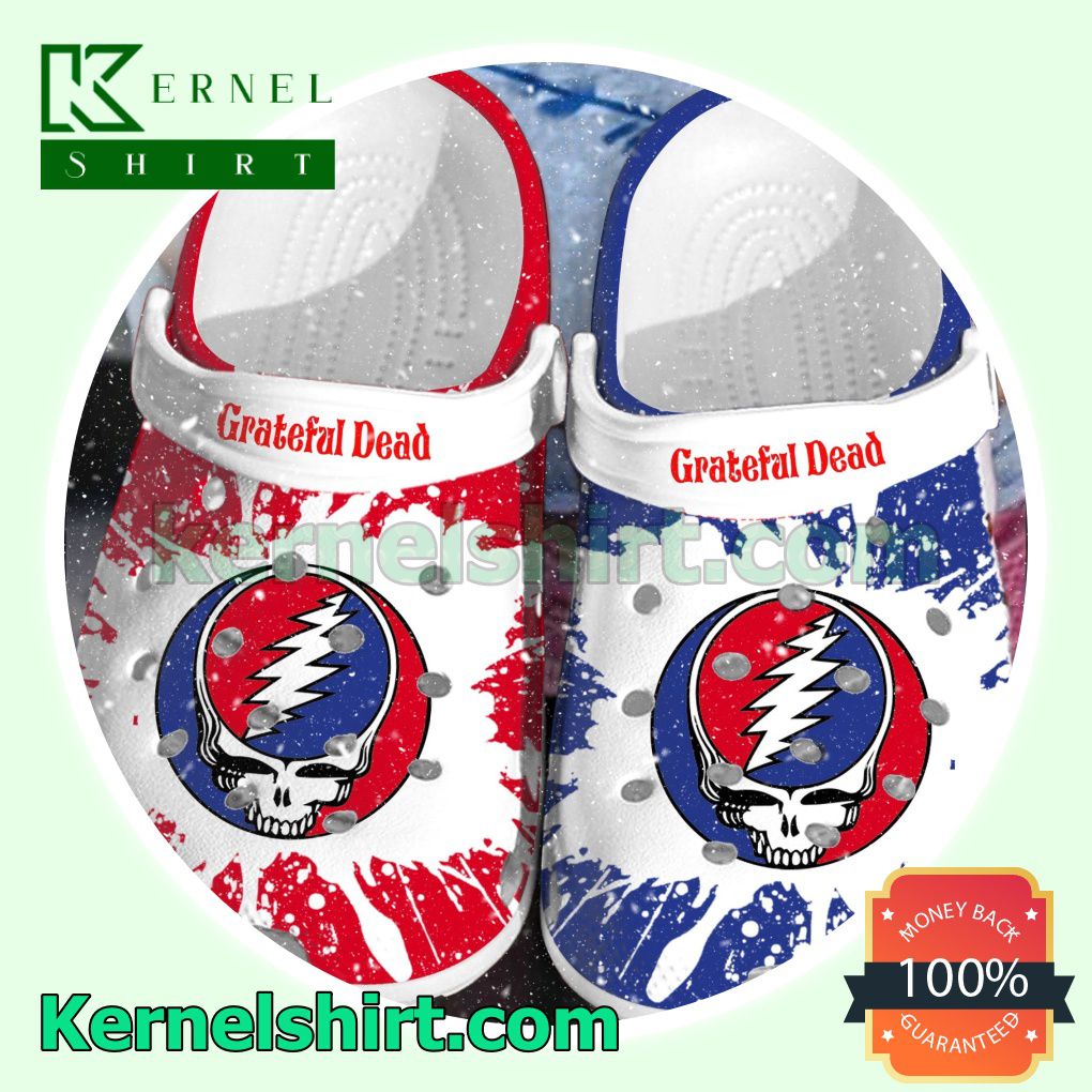 Grateful Dead Logo Color Splash Rec Blue Clogs Shoes Slippers Sandals