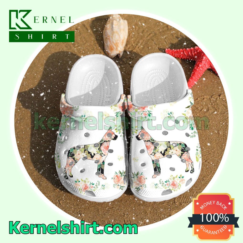 Great Dane Dog Flowers Clogs Shoes Slippers Sandals