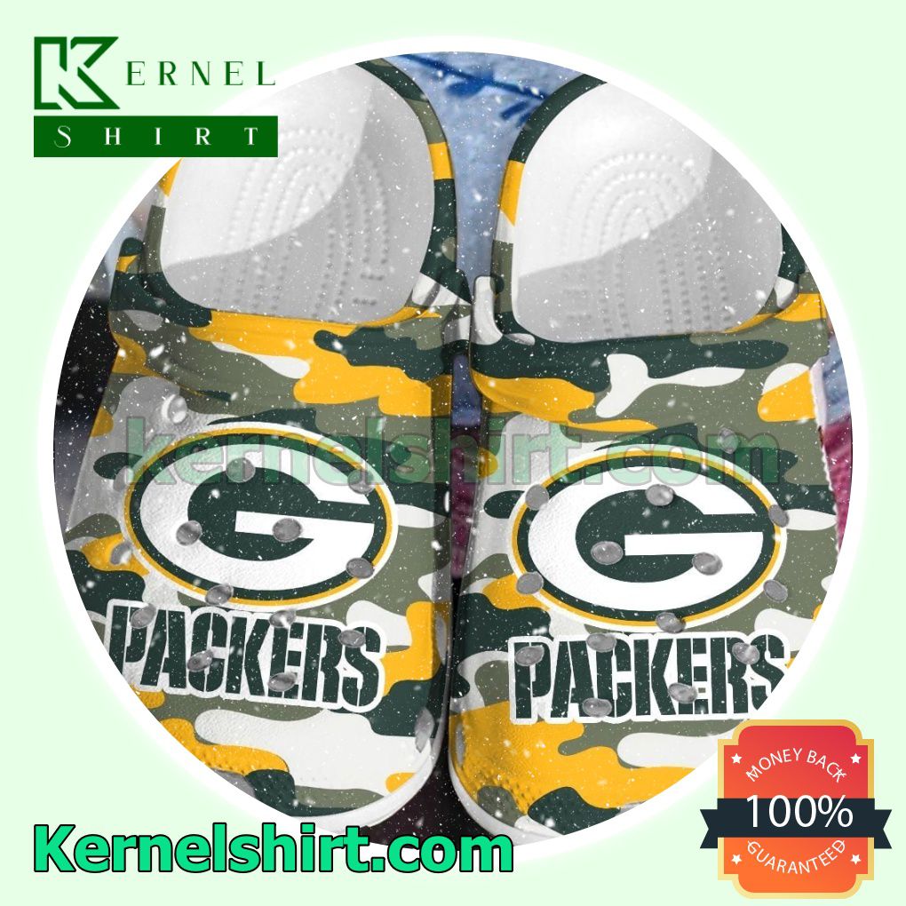 Green Bay Packer Logo Camouflage Clogs Shoes Slippers Sandals