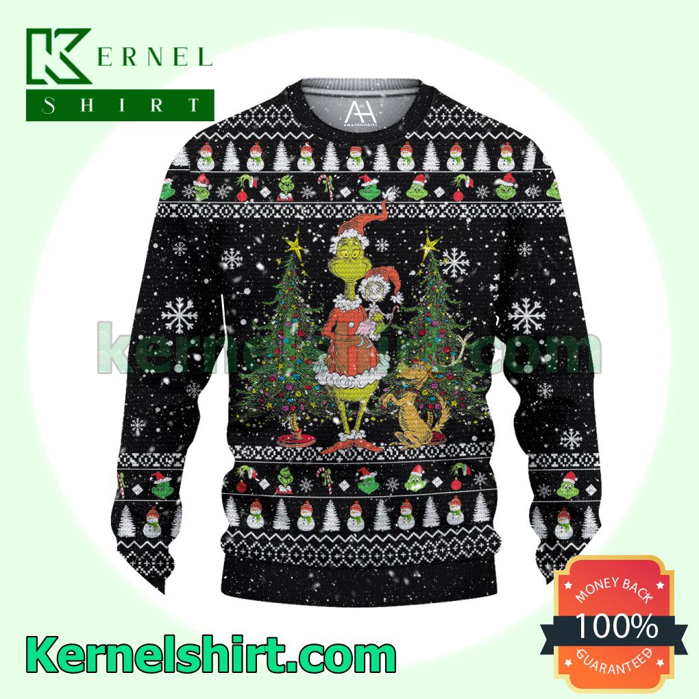 Grinch Christmas Tree Lights Crewneck Sweatshirt