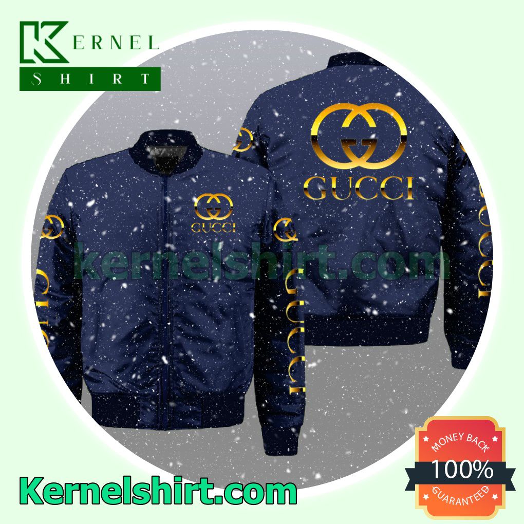 Gucci Brand Logo Navy Basic Varsity Jacket Coat Outwear