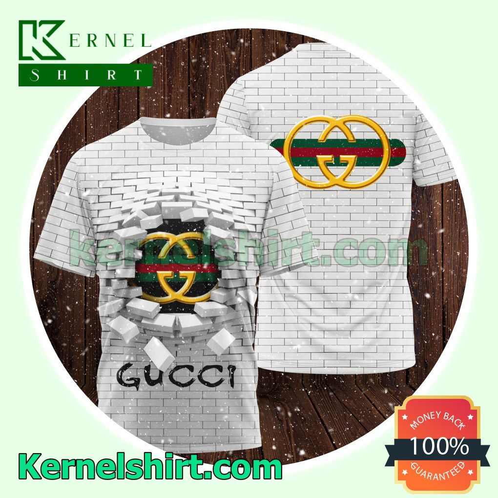 Gucci Broken White Brick Wall Logo 3D T-Shirt