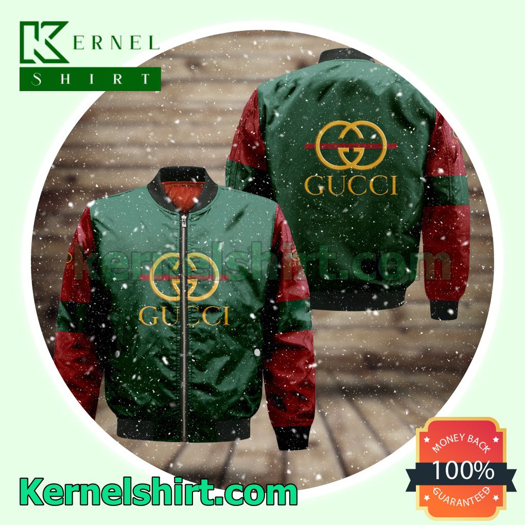 Gucci Logo Brand Green Line Basic Varsity Jacket Coat Outwear