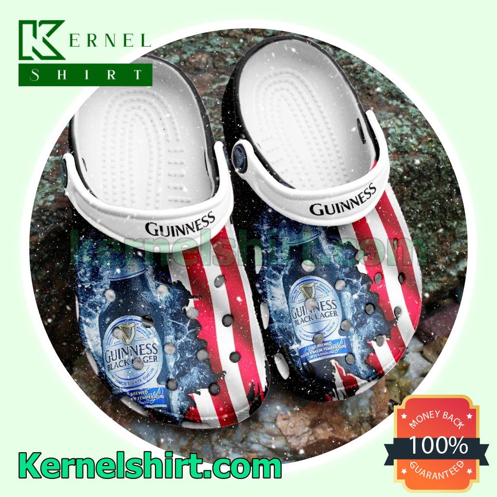 Guinness Black Lager American Flag Clogs Shoes Slippers Sandals