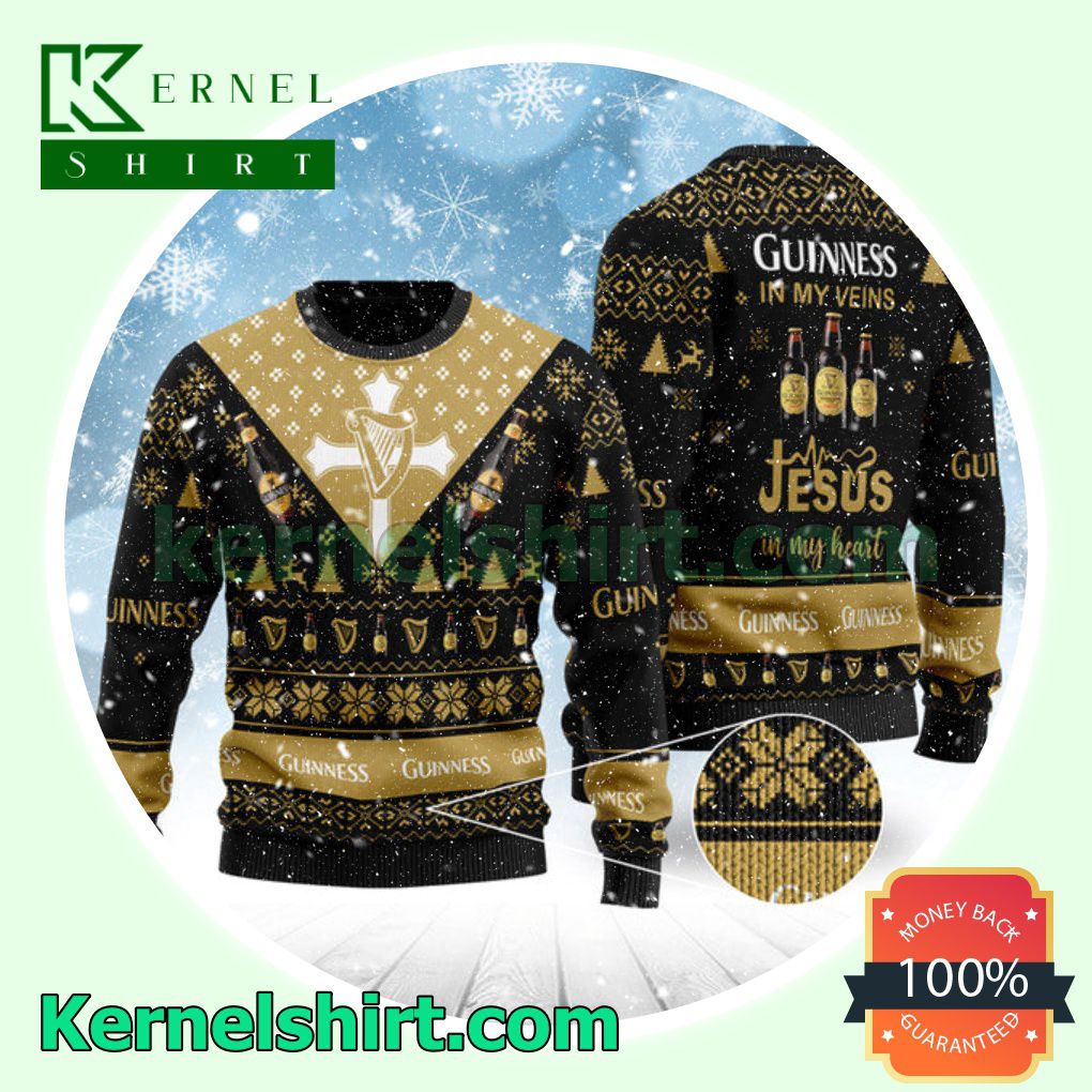 Guinness In My Veins Jesus In My Heart Crewneck Sweatshirt