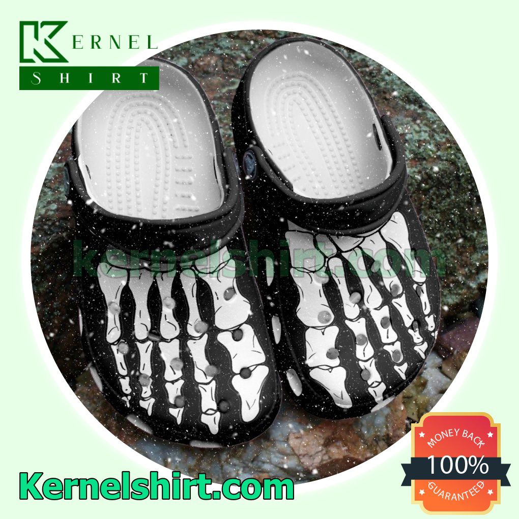 Halloween Foot Bones Black Clogs Shoes Slippers Sandals