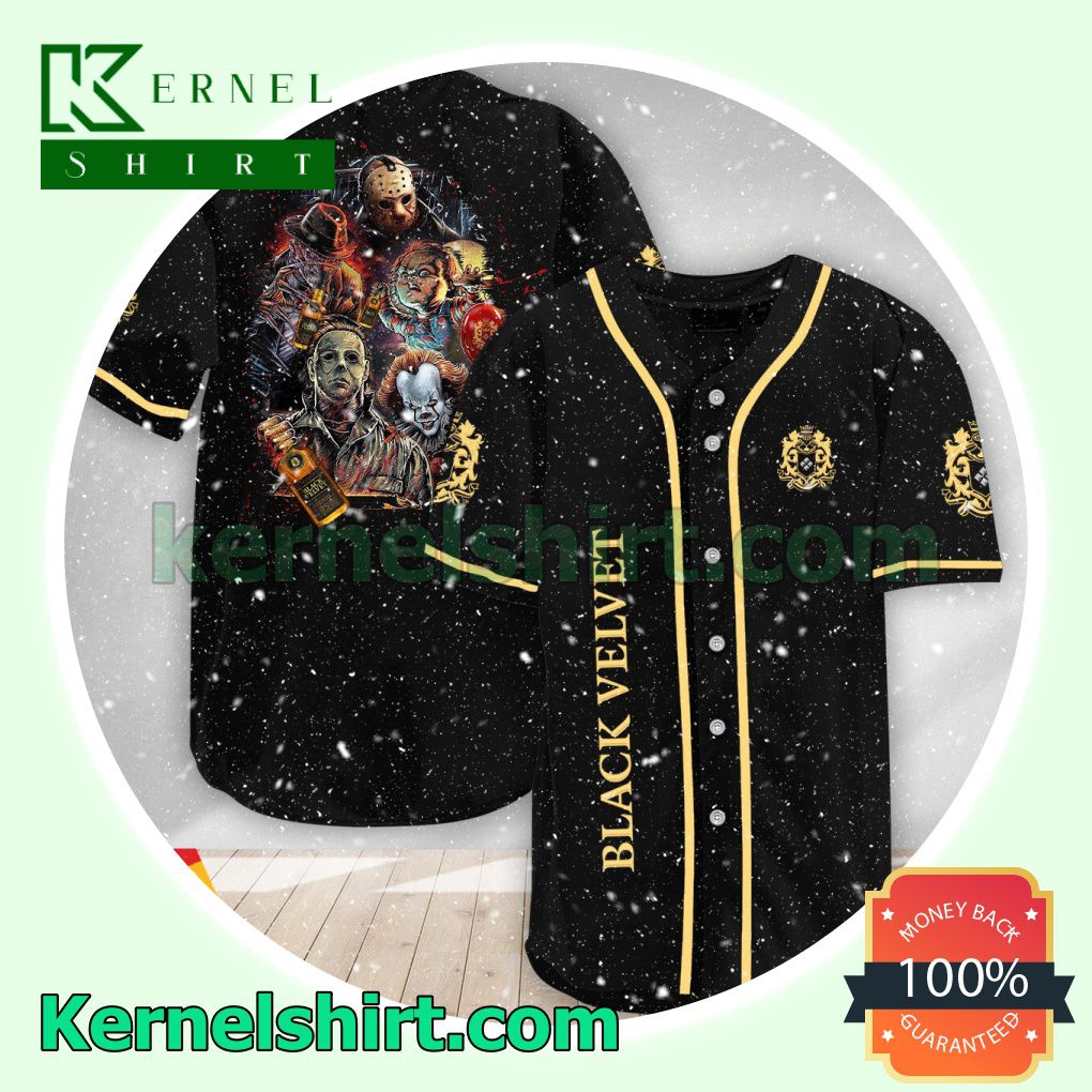 Halloween Horror Characters Black Velvet Custom Baseball Jersey