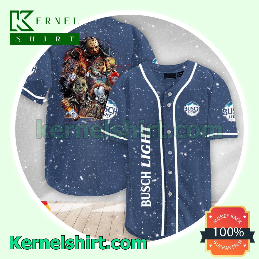 Halloween Horror Characters Busch Light Custom Baseball Jersey