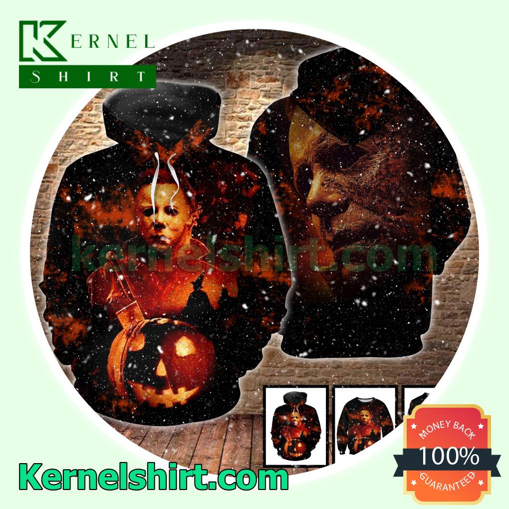 Halloween Horror Michael Myers Pumpkin Costume Scary Hooded Sweatshirt