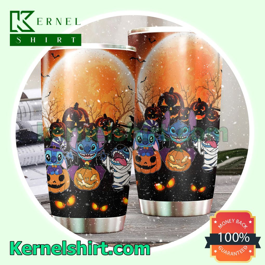 Halloween Pumpkin Stitch Tumbler Cup