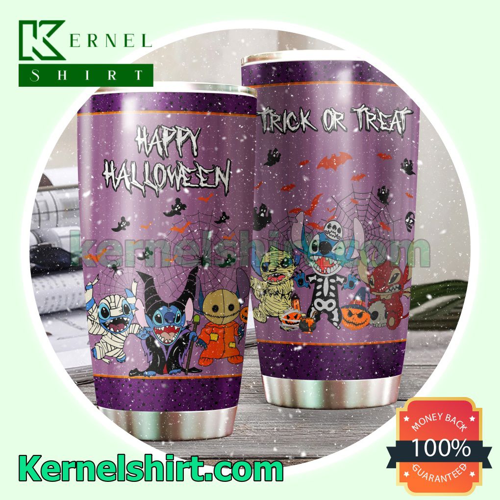 Happy Halloween Stitch Trick Or Treat Tumbler Cup