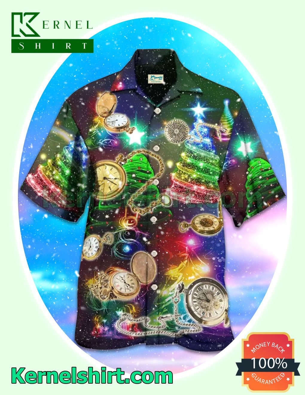 Holiday Christmas Multicolor Gradient Xmas Short Sleeve Shirts