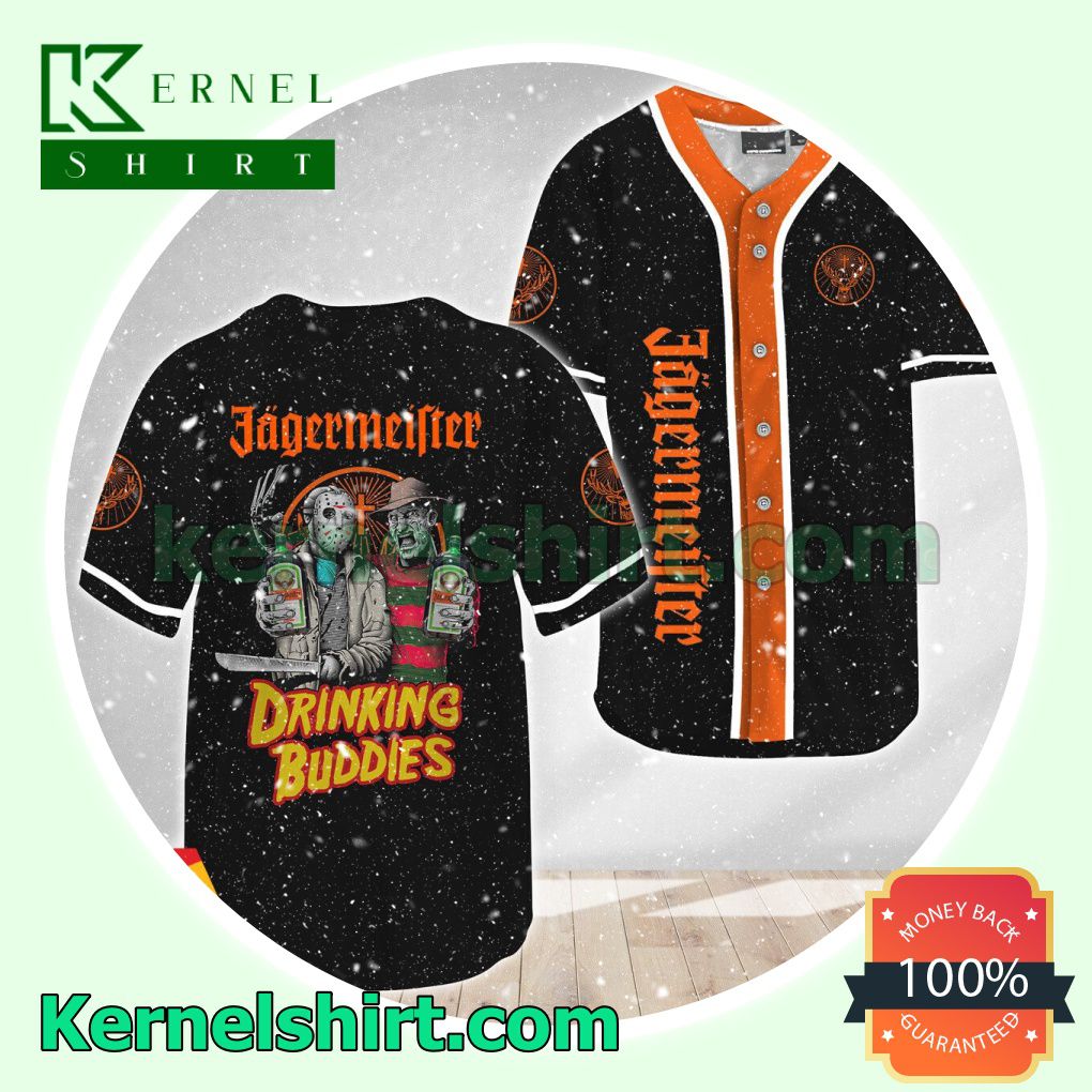 Horror Freddy And Jason Jagermeister Drinking Buddies Custom Baseball Jersey