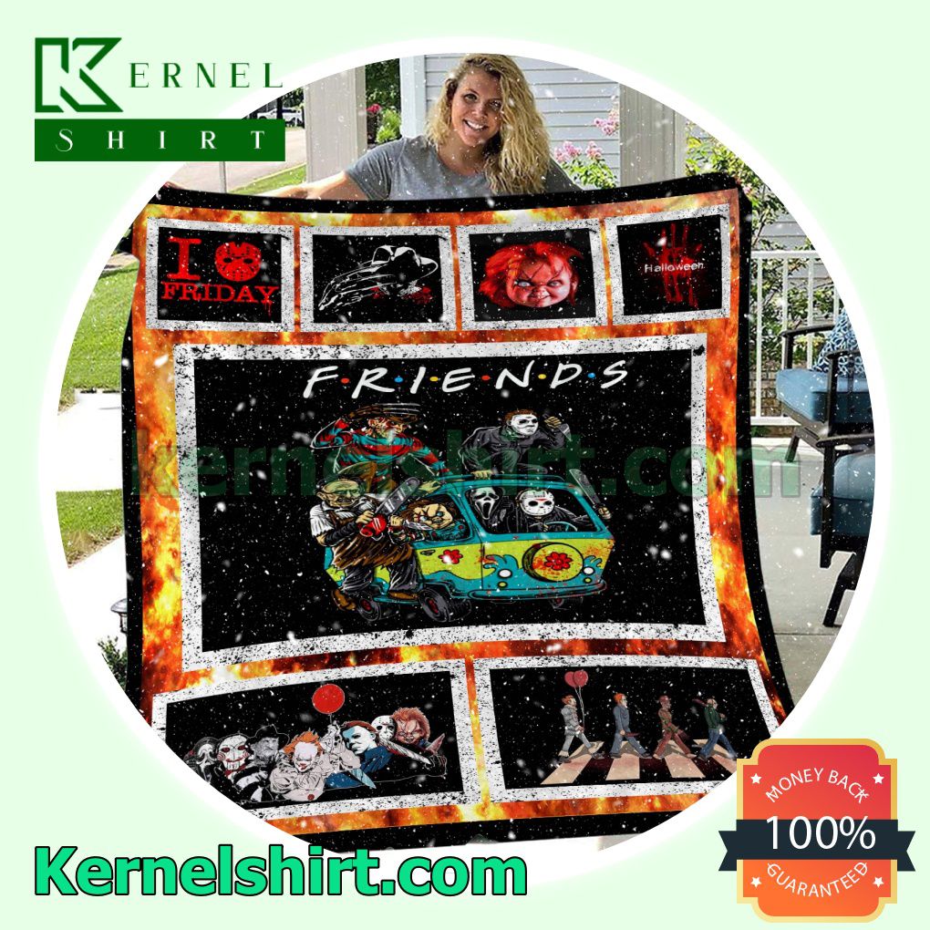 Horror Movies Friends Sherpa Fleece Throw Blanket