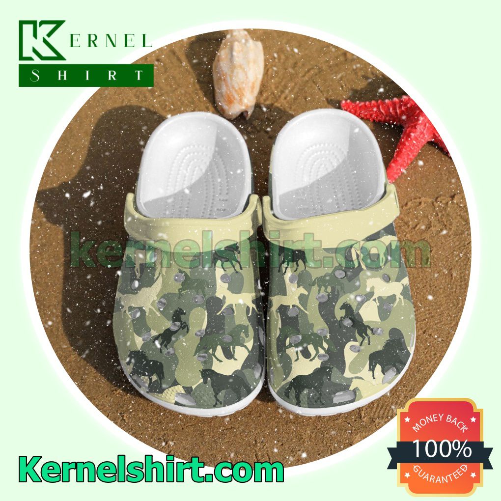 Horse Shadow Camo Pattern Clogs Shoes Slippers Sandals