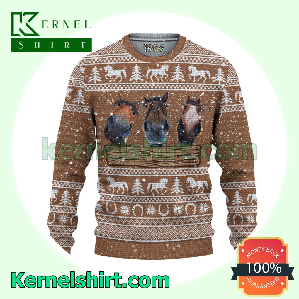 Horses Brown Crewneck Sweatshirt