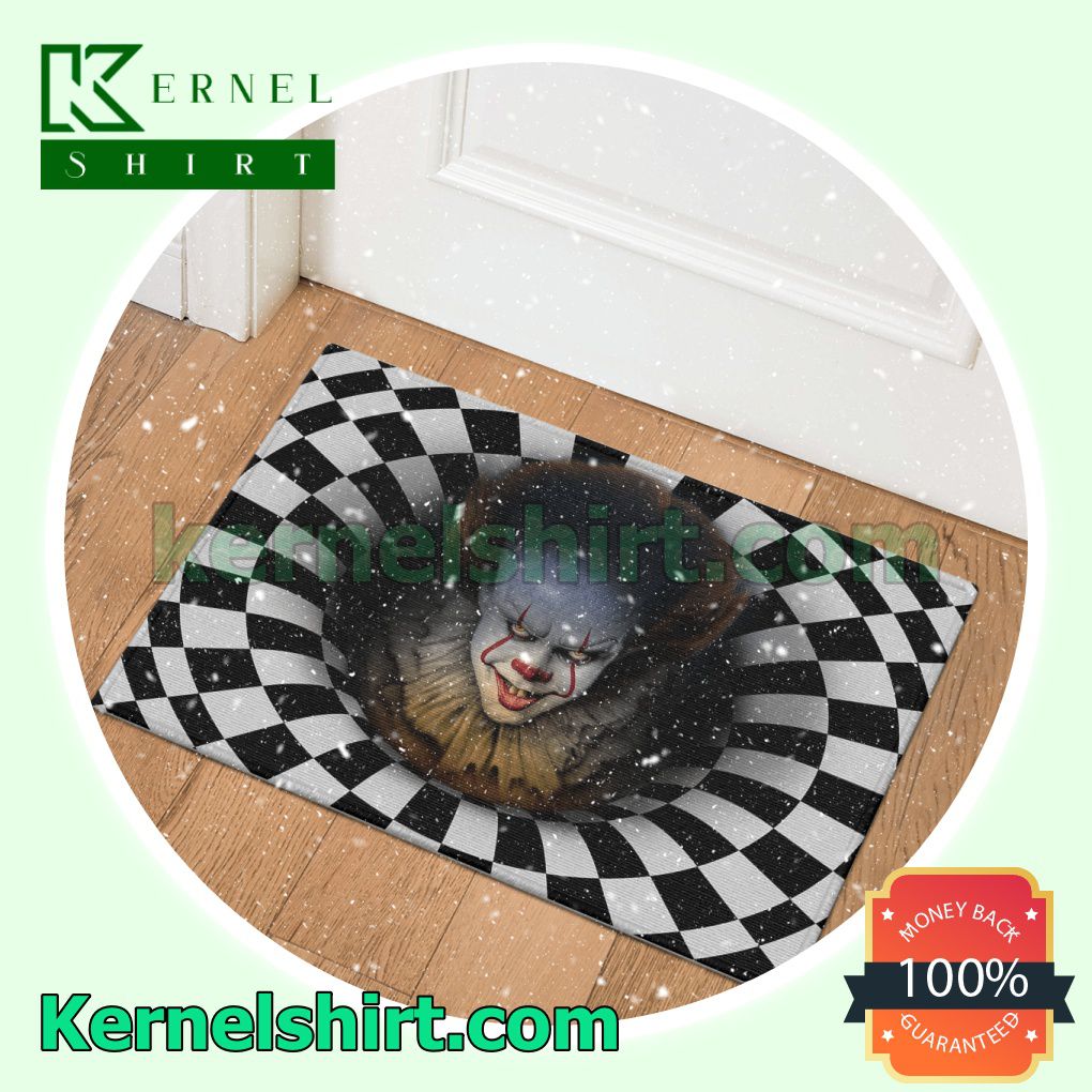 It Pennywise Black And White Checkered Indoor Outdoor Door Rug c