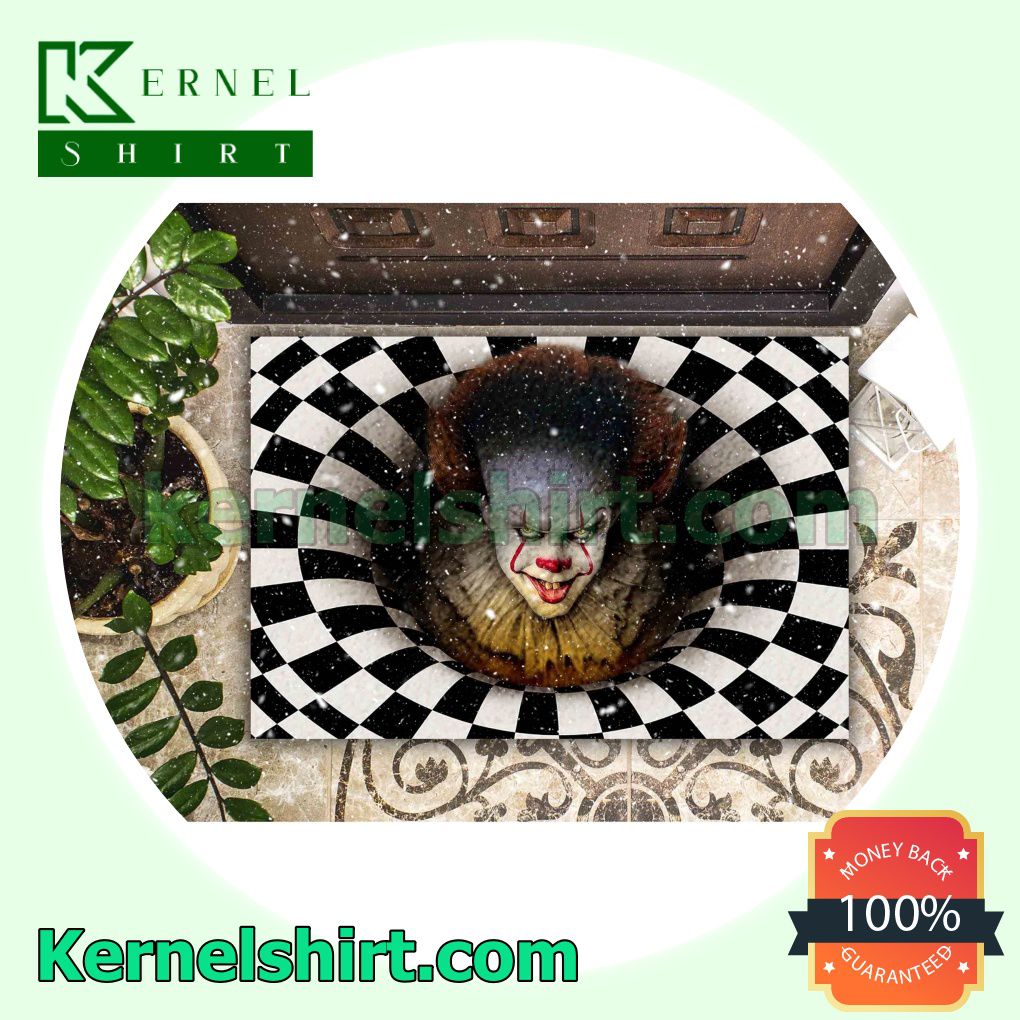 It Pennywise Black And White Checkered Indoor Outdoor Door Rug