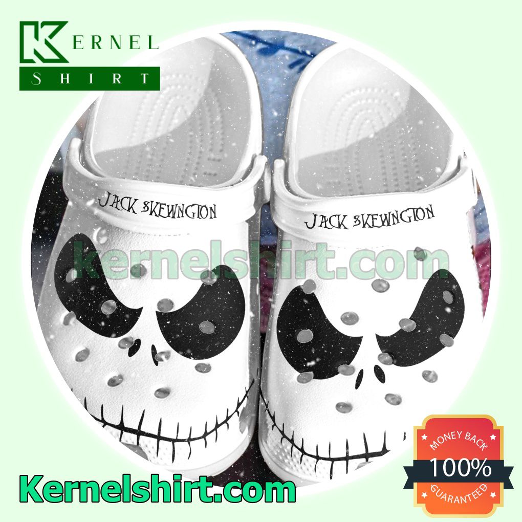 Jack Skellington Face White Clogs Shoes Slippers Sandals