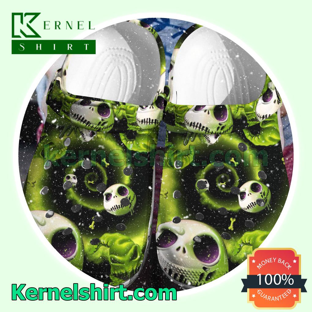 Jack Skellington Green Tie Dye Clogs Shoes Slippers Sandals