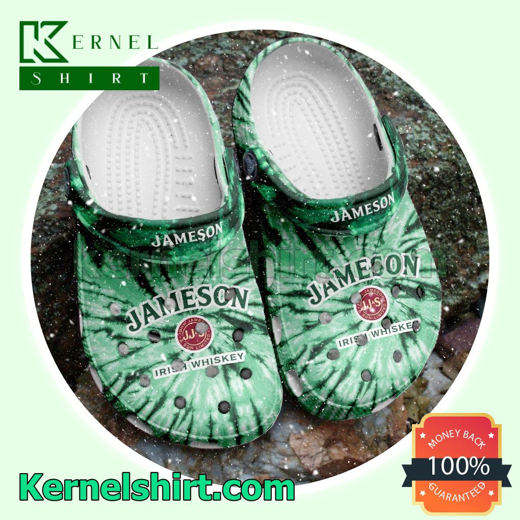 Jameson Irish Whiskey Green Tie Dye Clogs Shoes Slippers Sandals