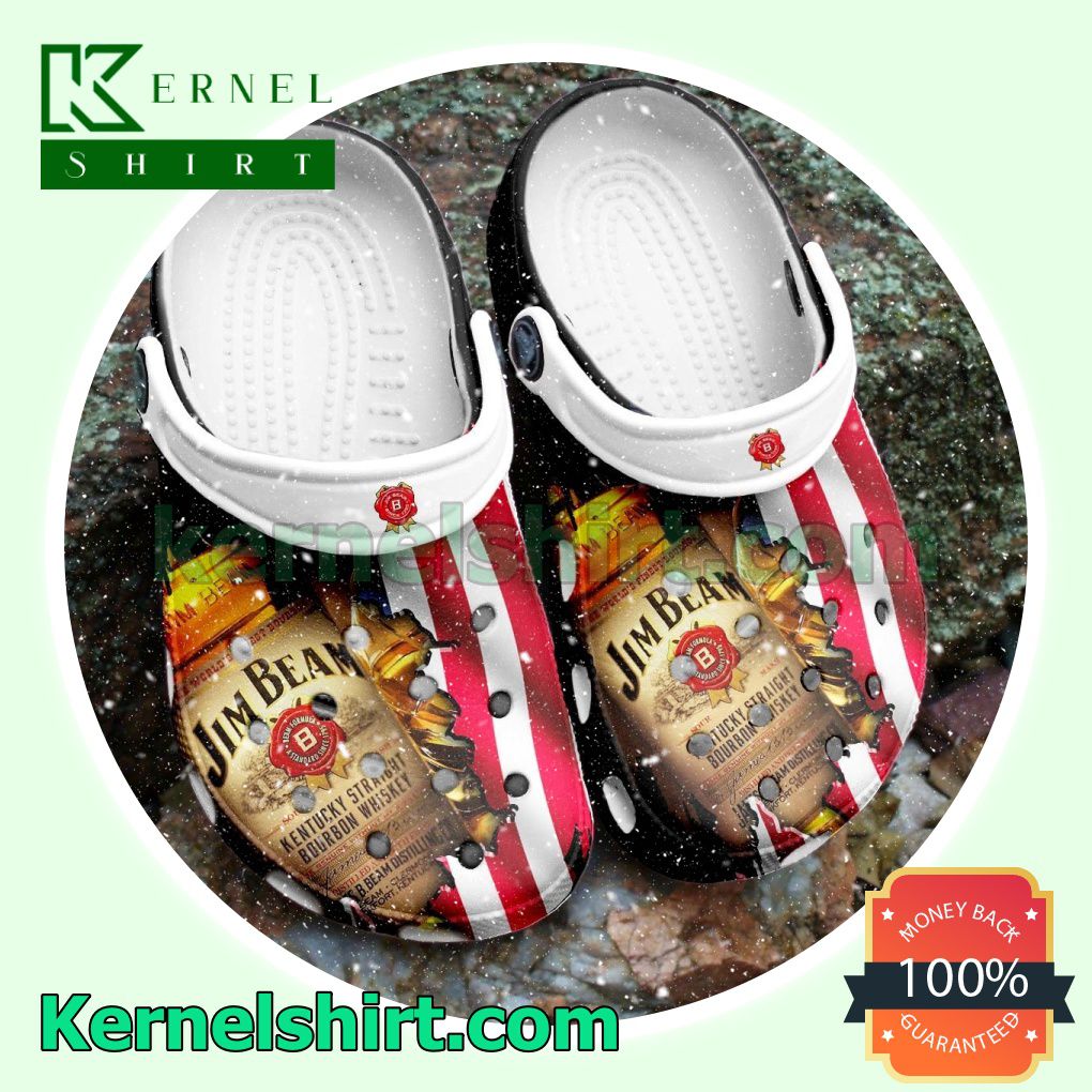 Jim Beam Whiskey American Flag Clogs Shoes Slippers Sandals