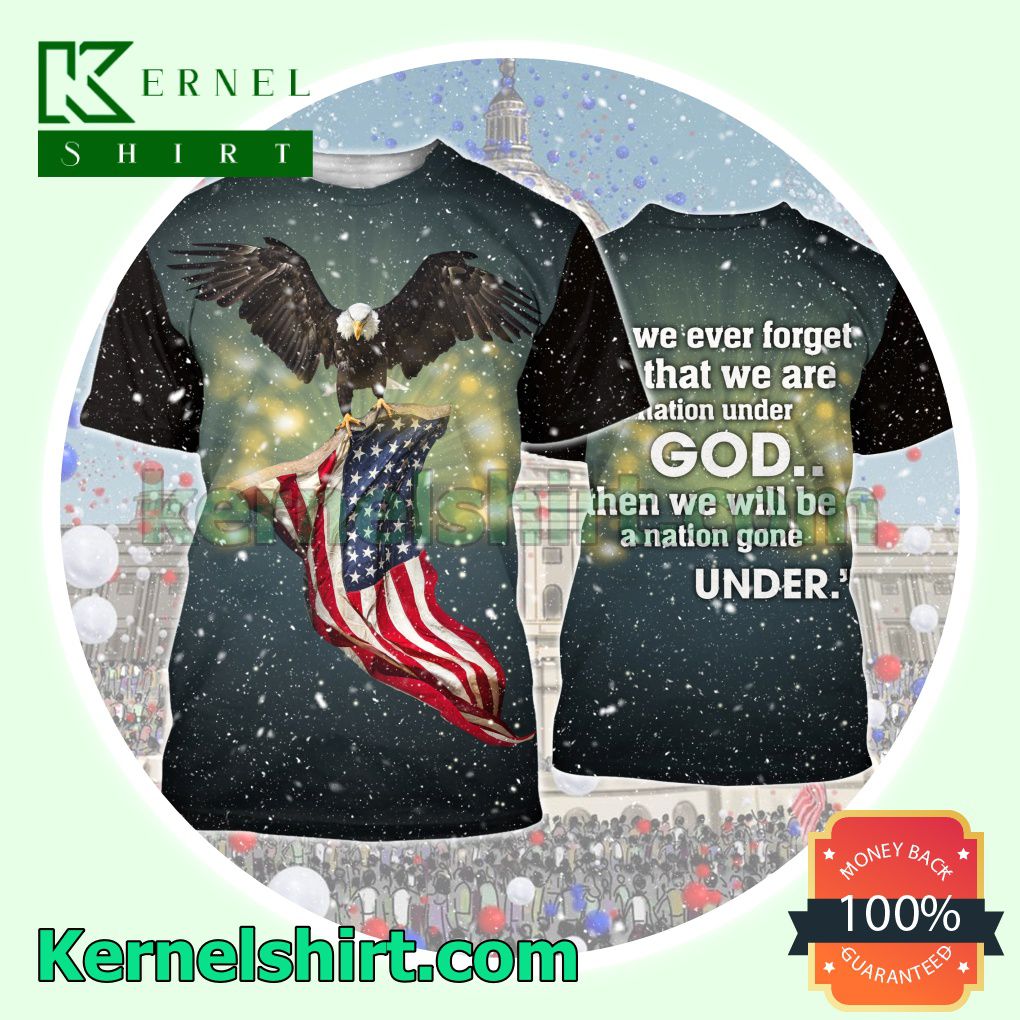 July 4th Independence Day If We Never Forget That We Are One Nation Under God Hooded Sweatshirt Women Legging a