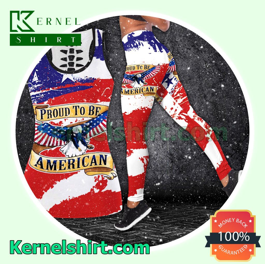 July 4th Independence Proud To Be American Hooded Sweatshirt Women Legging