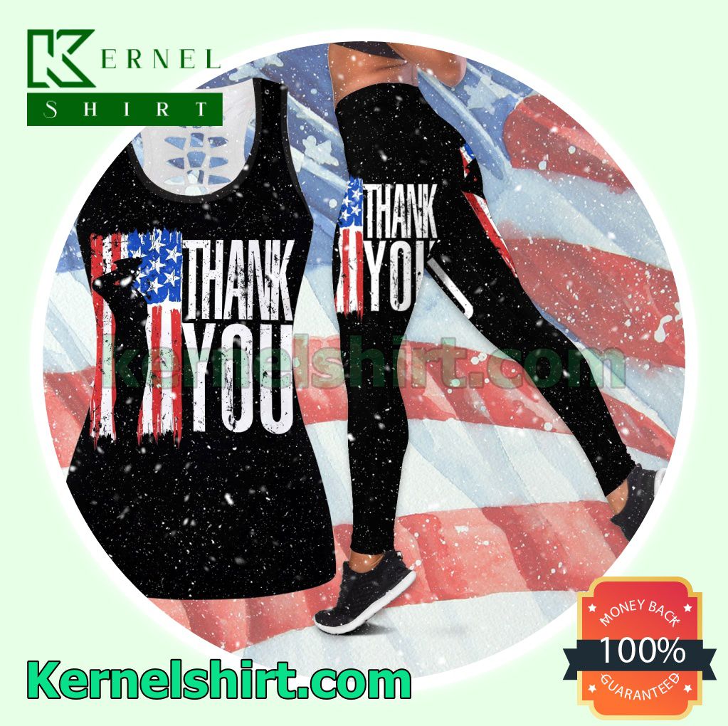 July 4th Veteran Thank You We Don't Know Them All But We Owe Them All Hooded Sweatshirt Women Legging