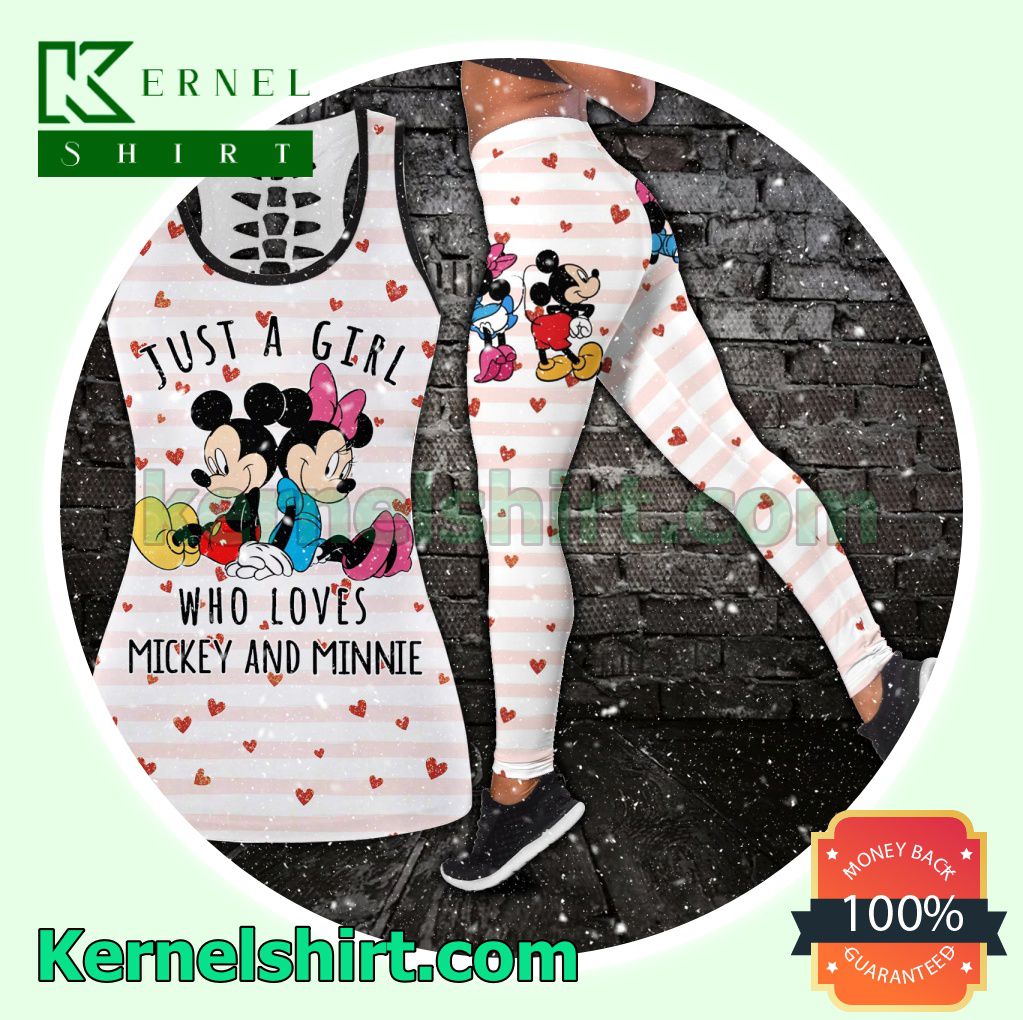 Just A Girl Who Loves Mickey And Minnie Hooded Sweatshirt Women Legging