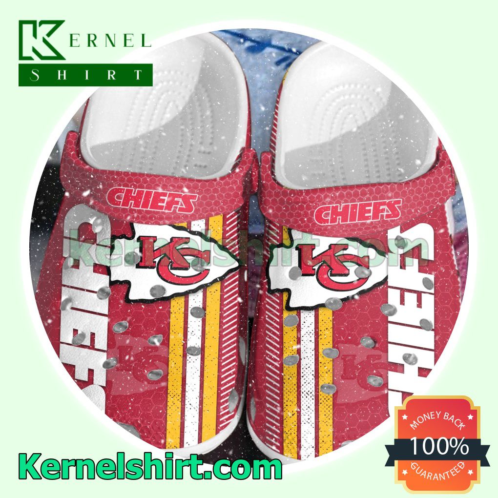 Kansas City Chiefs Hive Pattern Clogs Shoes Slippers Sandals