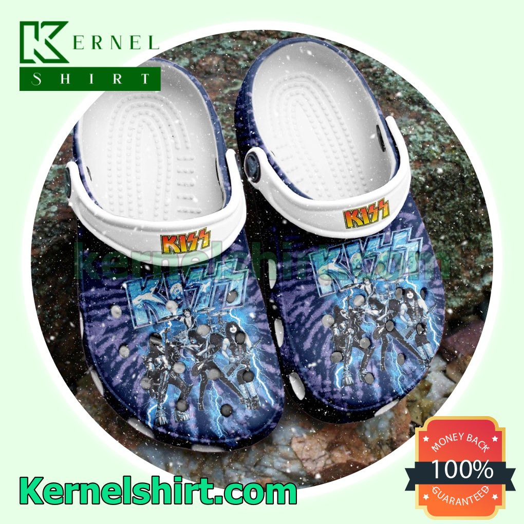 Kiss Band Blue Lightning Clogs Shoes Slippers Sandals