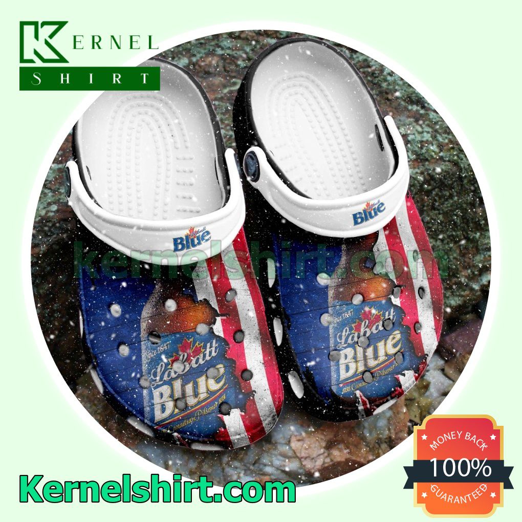 Labatt Blue American Flag Clogs Shoes Slippers Sandals