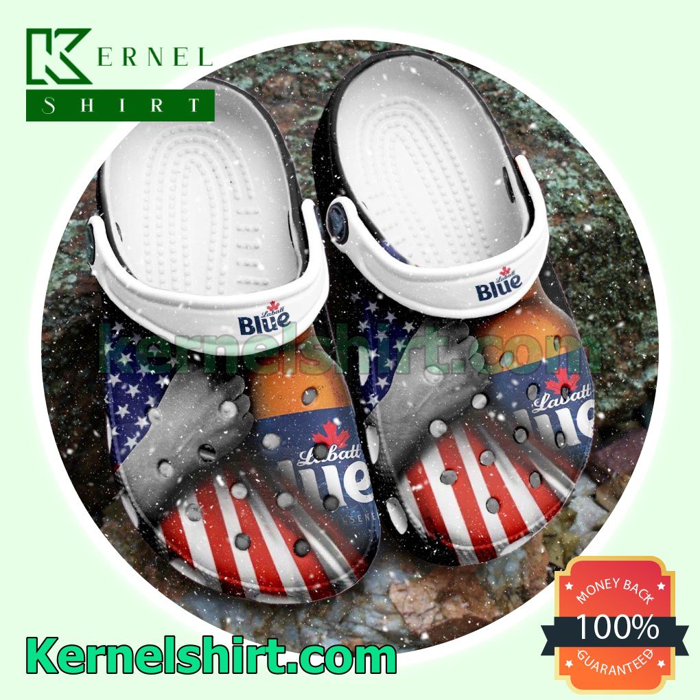 Labatt Blue Beer American Flag Clogs Shoes Slippers Sandals