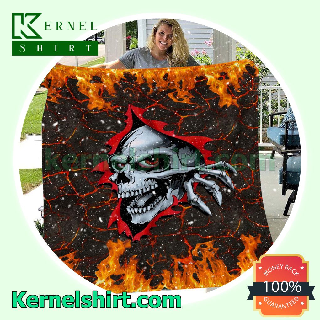 Lava Skeleton Fire Sherpa Fleece Throw Blanket