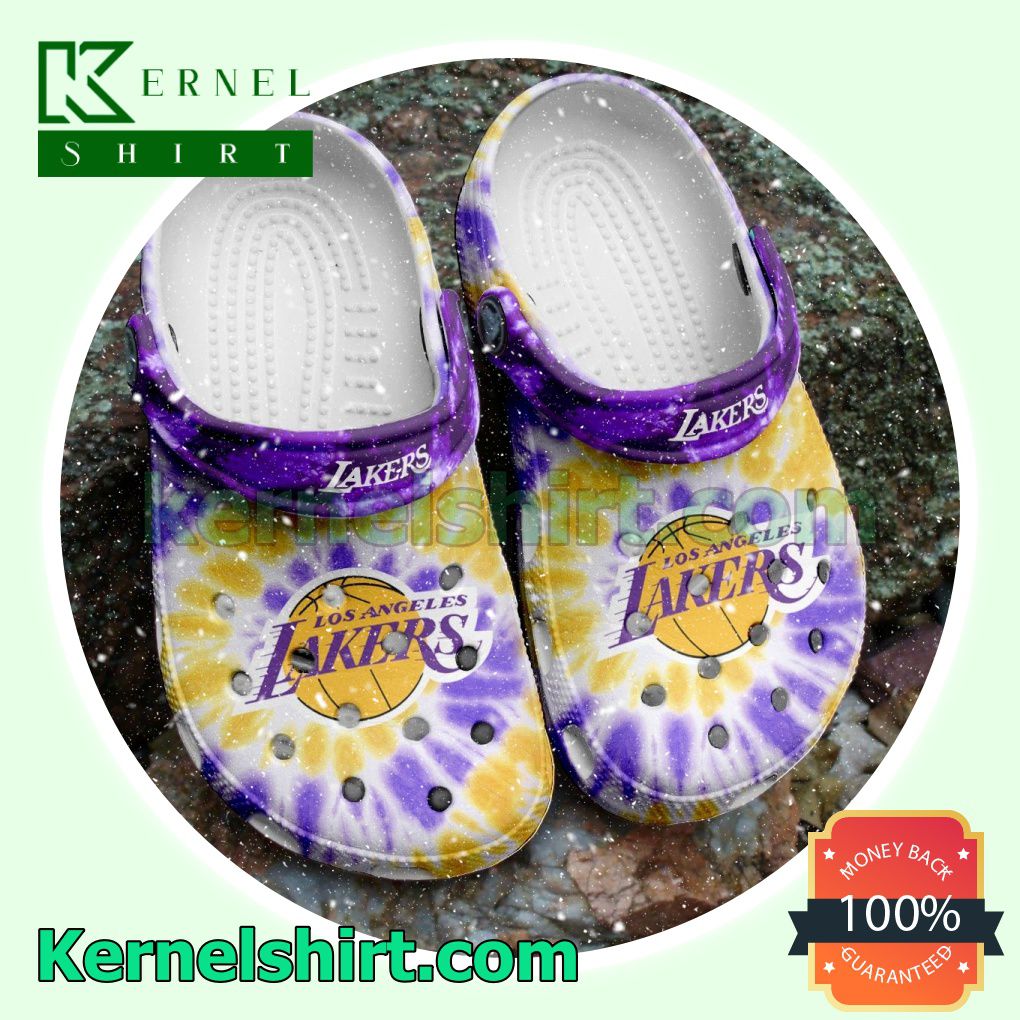 Los Angeles Lakers Logo Tie Dye Clogs Shoes Slippers Sandals