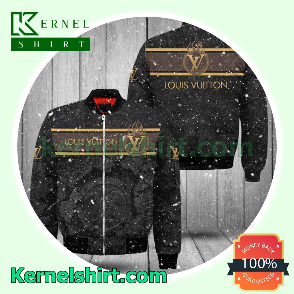 Louis Vuitton Black Cracked Surface Varsity Jacket Coat Outwear