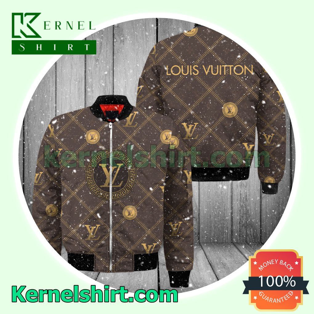 Louis Vuitton Greek Key Logo Diagonal Square Varsity Jacket Coat Outwear