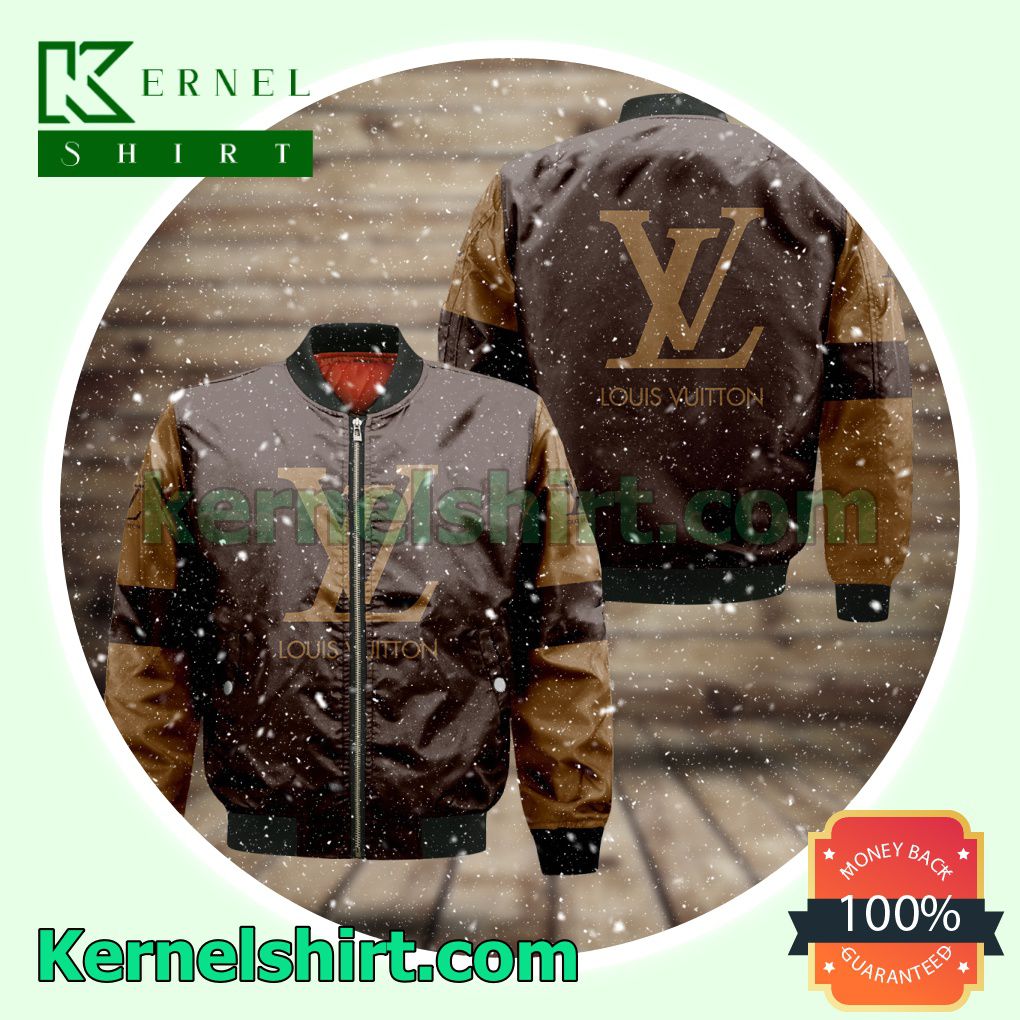 Louis Vuitton Logo Center Light And Dark Brown Varsity Jacket Coat Outwear
