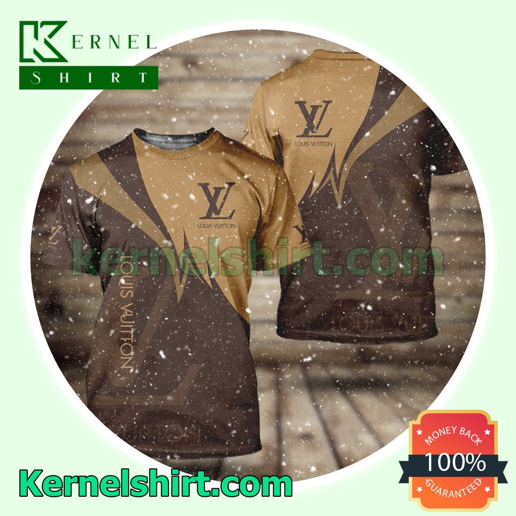 Louis Vuitton Logo Mix Color Light And Dark Brown Logo 3D T-Shirt