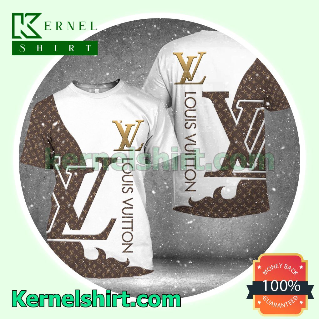 Louis Vuitton Logo Monogram White Logo 3D T-Shirt