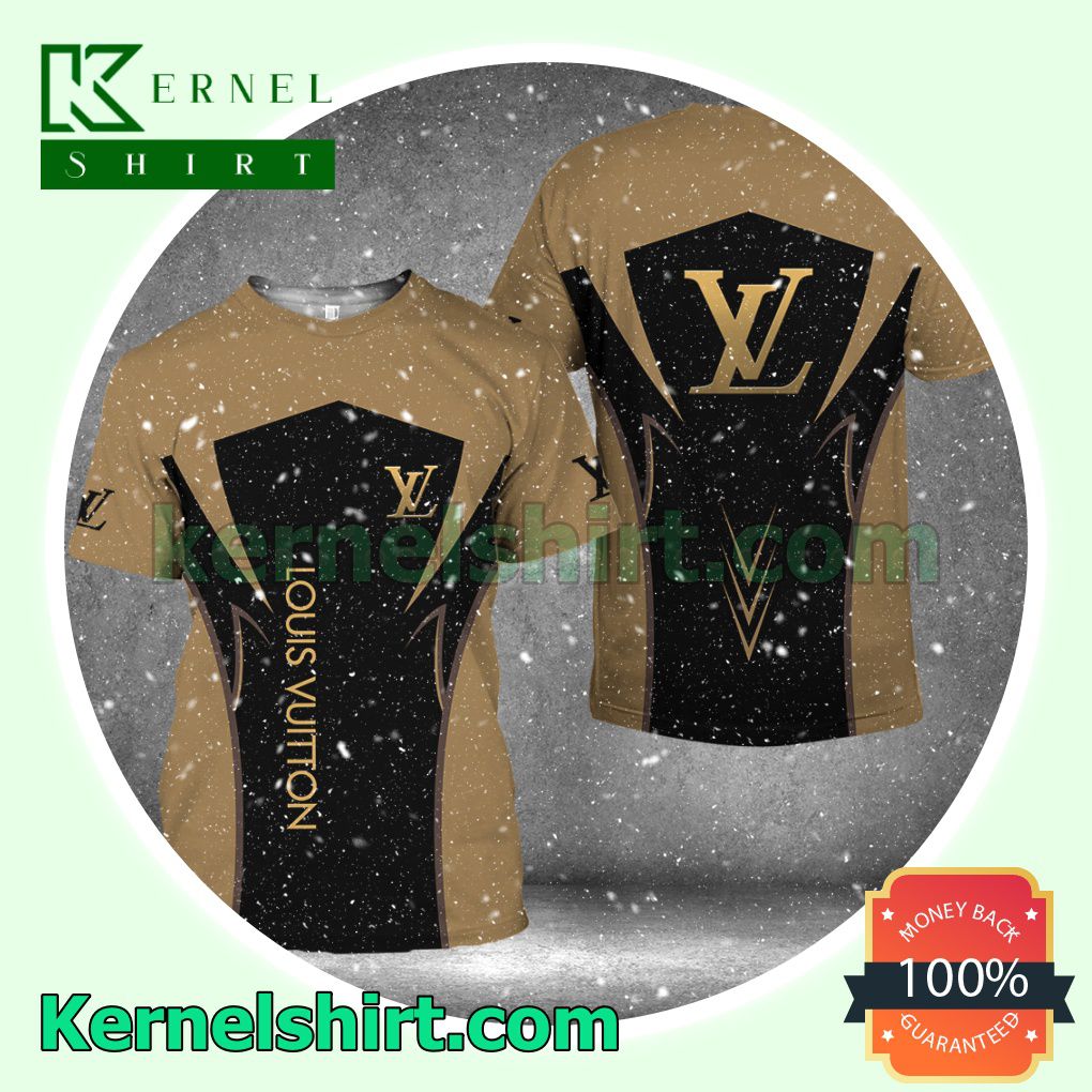 Louis Vuitton Luxury Brand Light Brown And Black Logo 3D T-Shirt