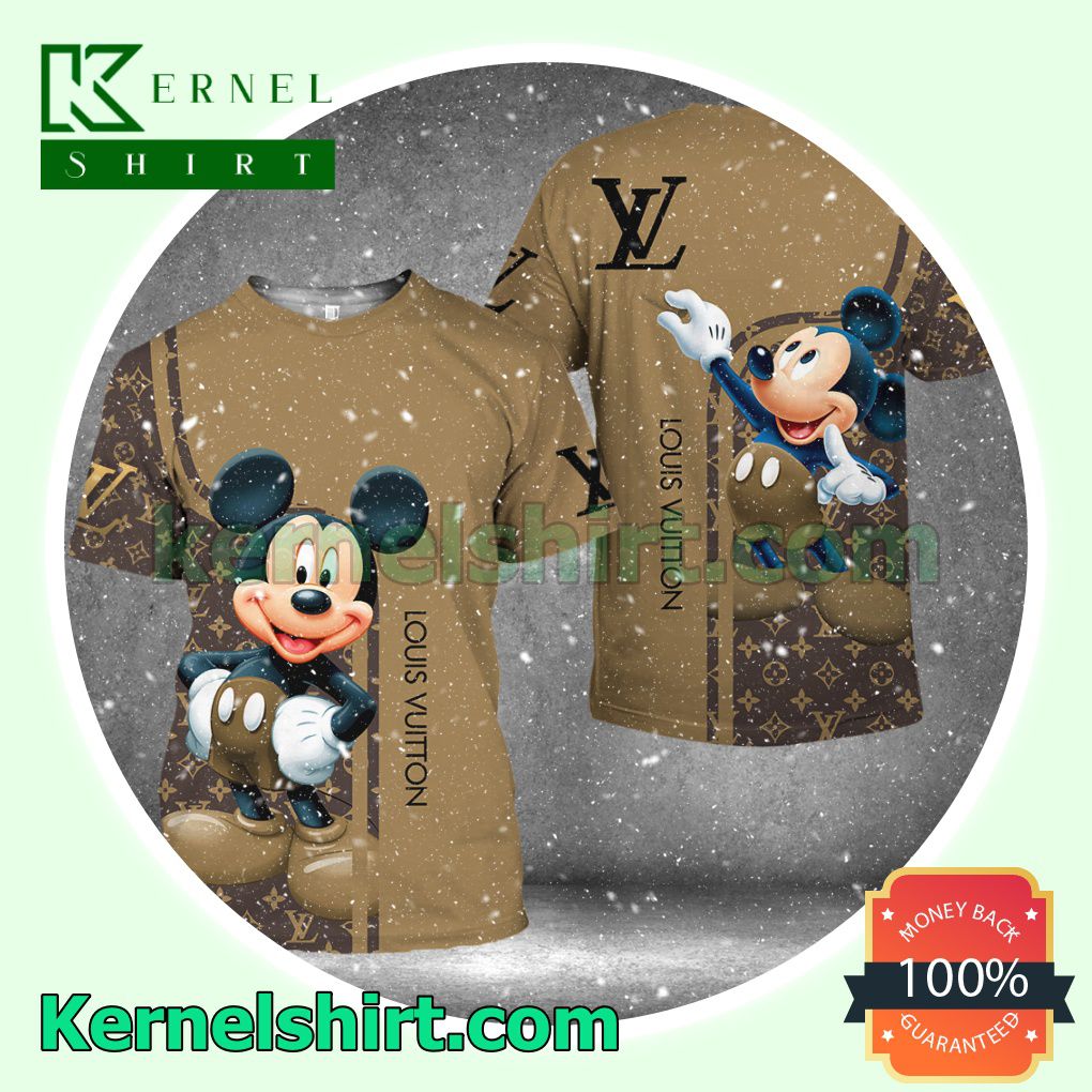 Louis Vuitton Mickey Mouse Monogram Mix Brown Logo 3D T-Shirt